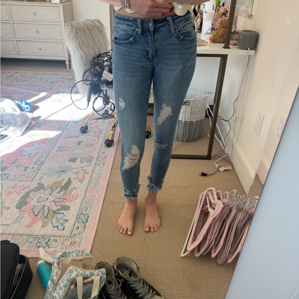 KanCan Light Blue Distressed Ankle Jeans